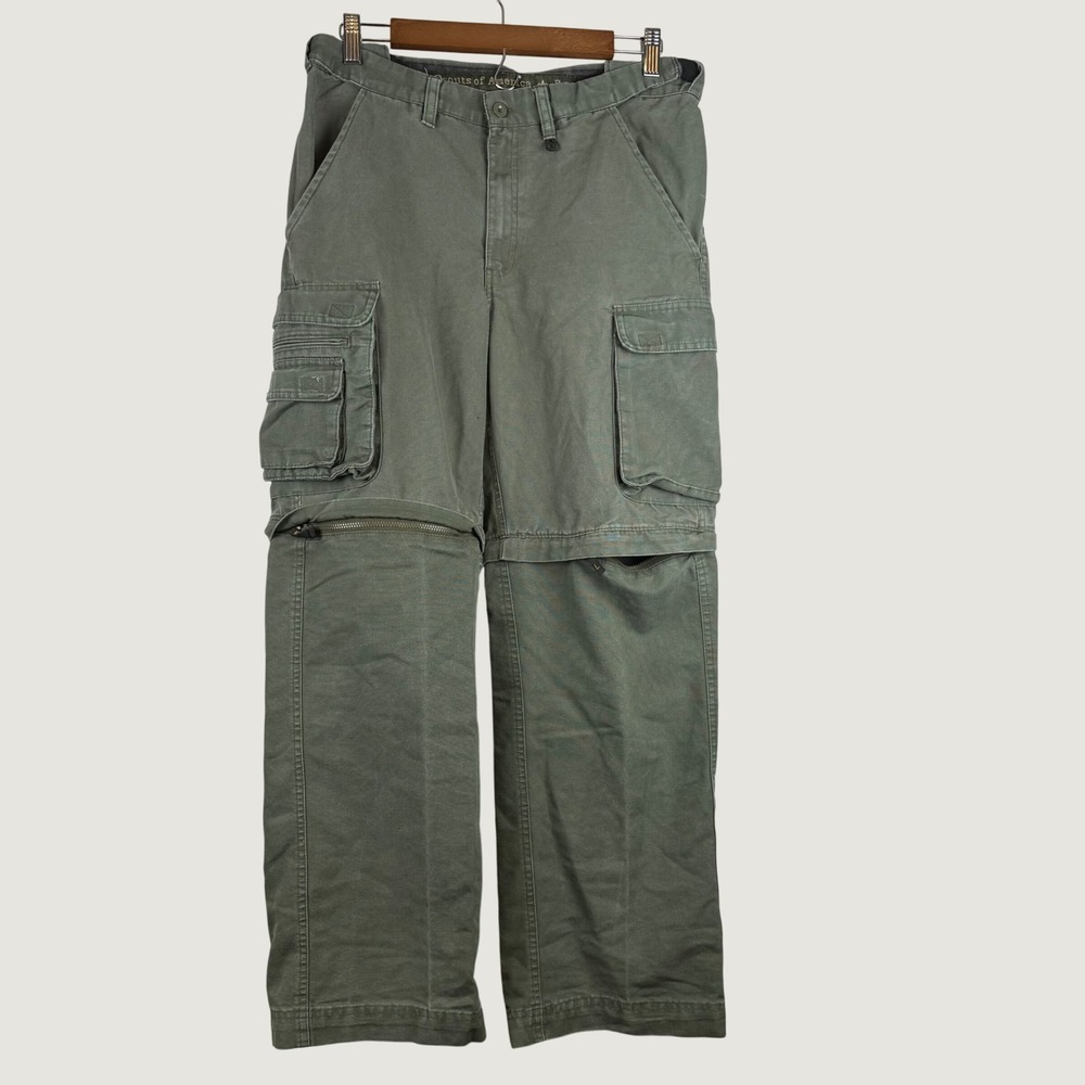 Boy Scouts of America Convertible Pants Women 4 Green Cargo Canvas Gorpcore Zip